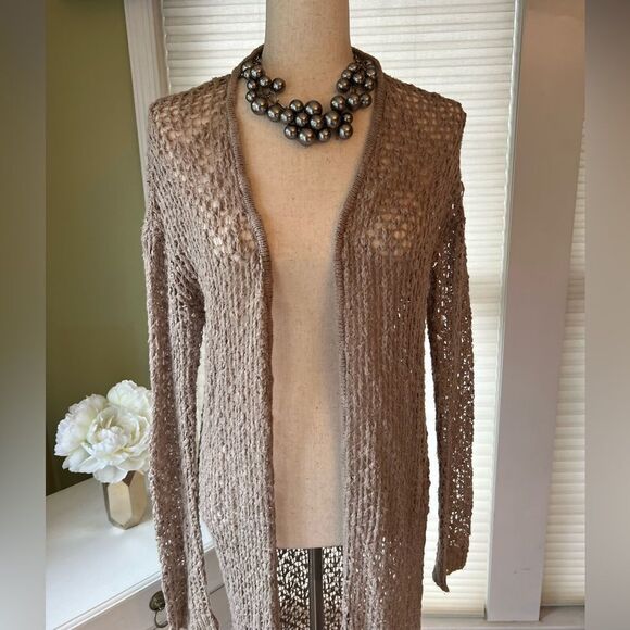 Forever 21 open knit neutral sweater Maxi length cover up Women’s S - Picture 4 of 11